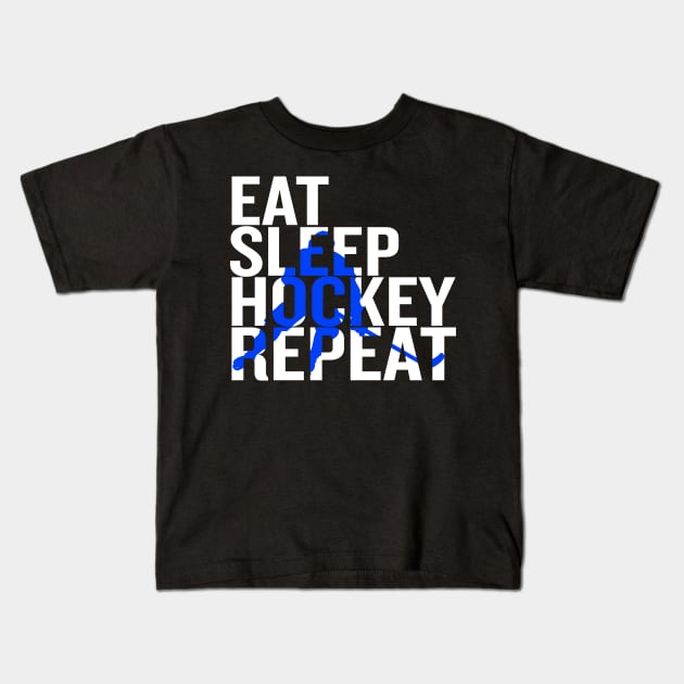 Eat Sleep Hockey Repeat Kids T-Shirt by Thoratostore